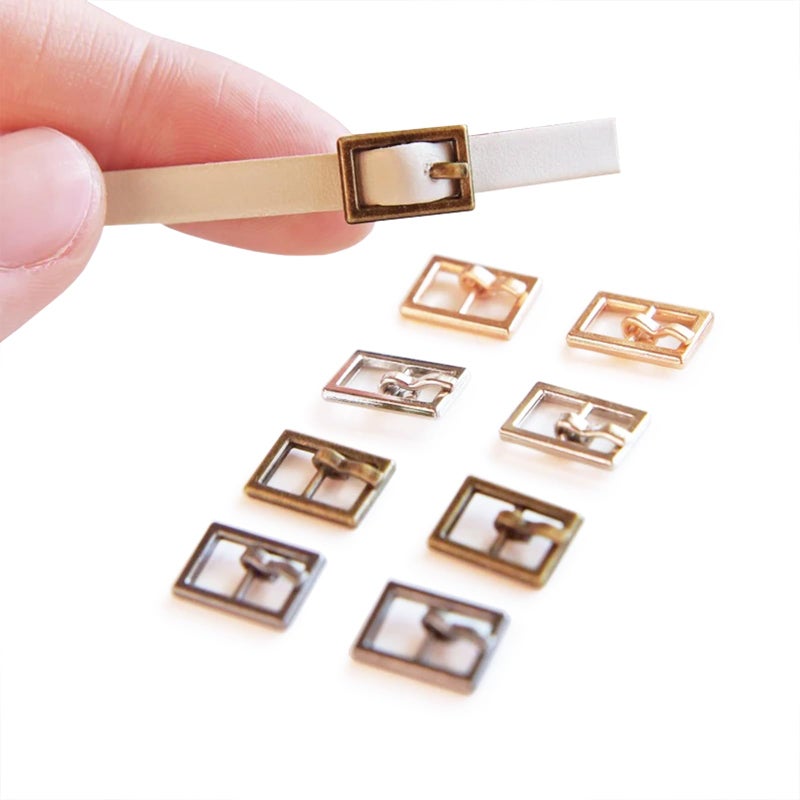 Peachcor 5mm / 0.2 inches (Inner Diameter) Tiny Rectangle Shape Metal Buckles, Doll Mini Buckles, in 4 colors, Perfect for Doll Clothes (5 PCS) - Image 1